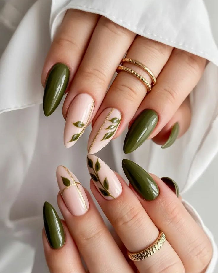 Olive Green Fall Nails 2026 Trendy Design