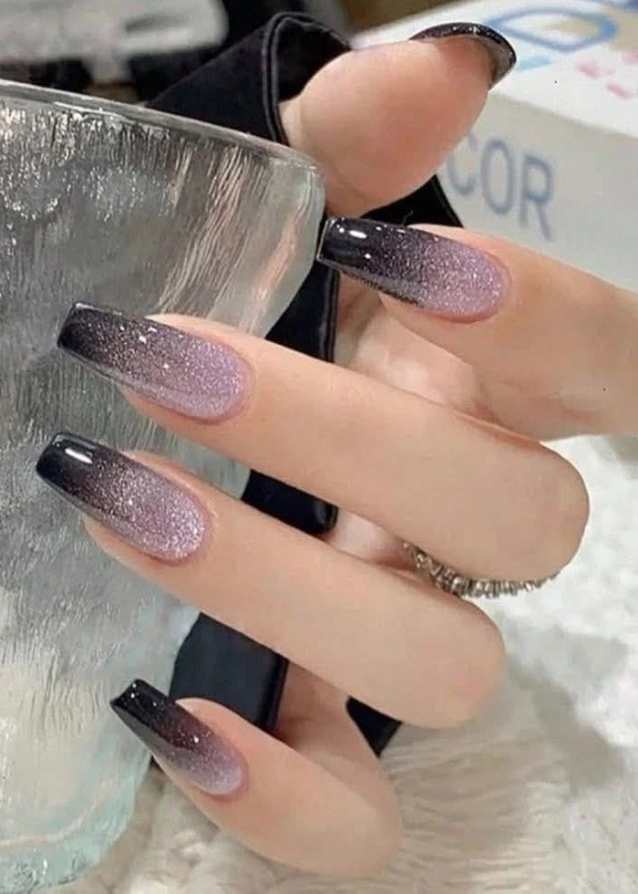 Black & Pink Glitter Ombre 🖤💗 Limited set