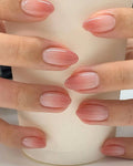 Glossy Nude Pink Press On Nails – Short Almond Natural Fake Nails (Reusable)