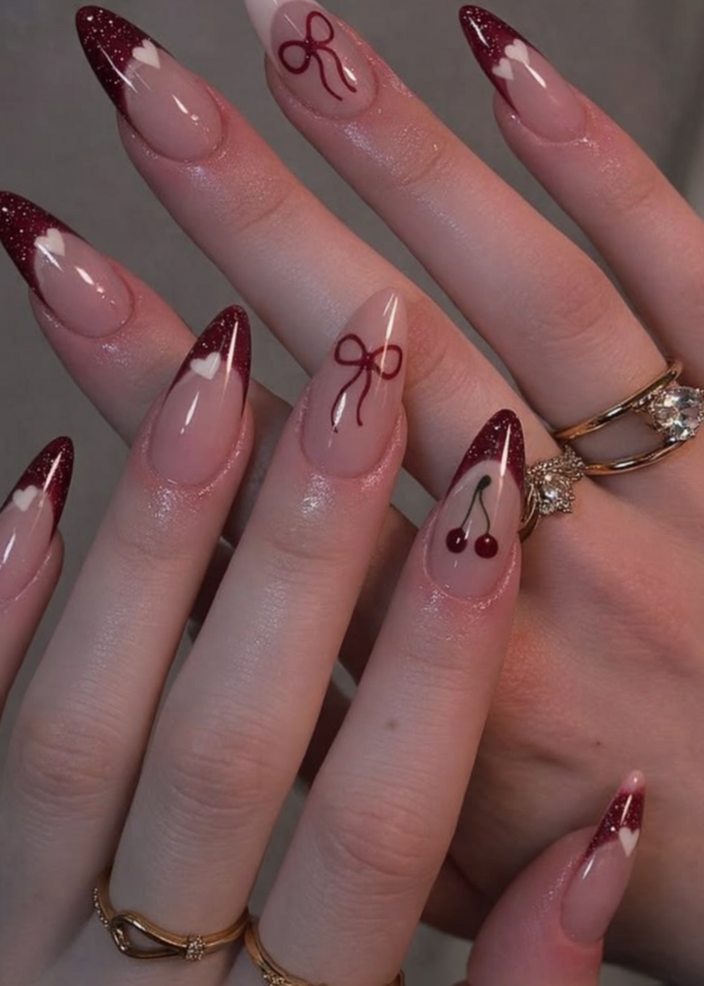 Cherry Red Nail Set Buy 1 Get 1 Free Gift