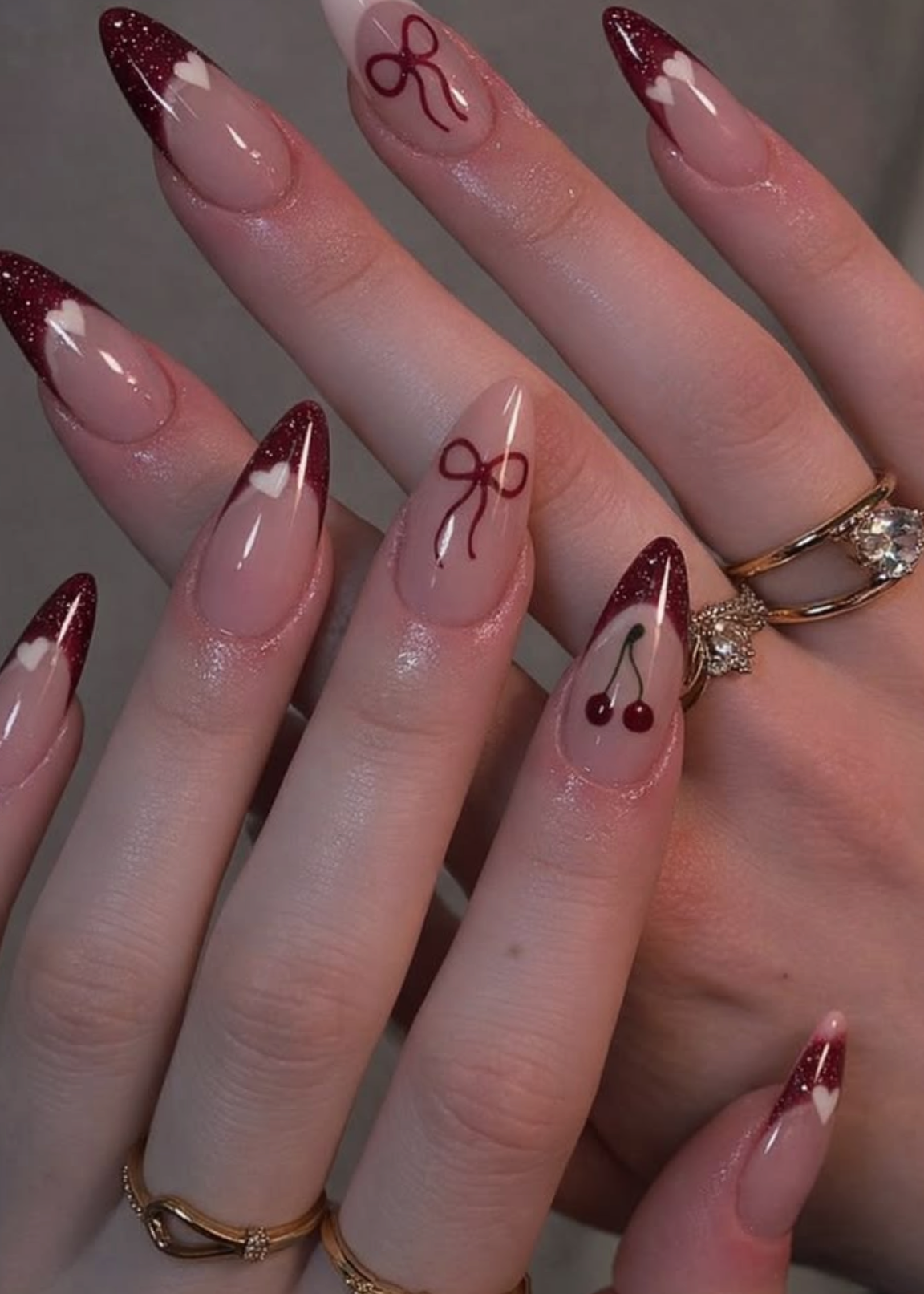 Cherry Red Nail Set Buy 1 Get 1 Free Gift