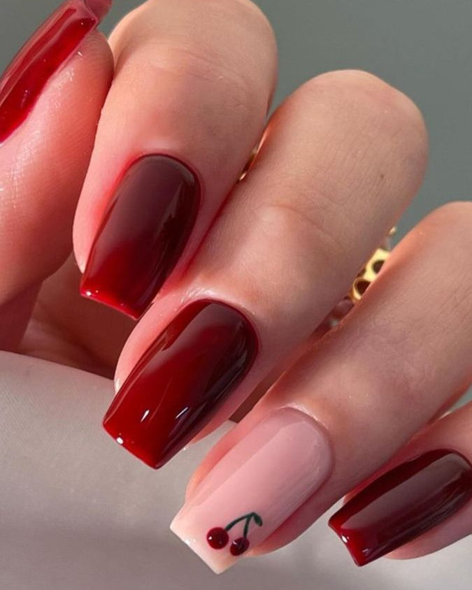 Cherry nails 💅 in love with my new nails 🍒 cherry cherry lady