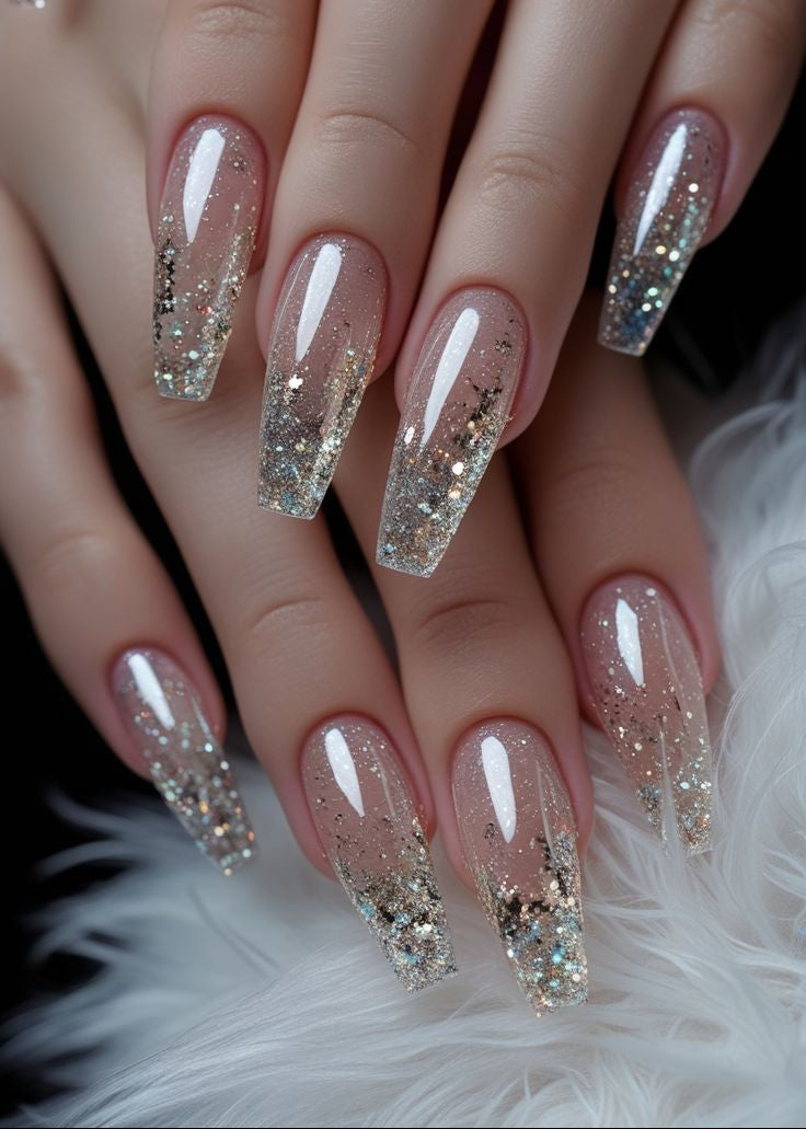 Silver Glitter Ombre Nails ✨🤍BUY 1 GET 1 FREE GIFT